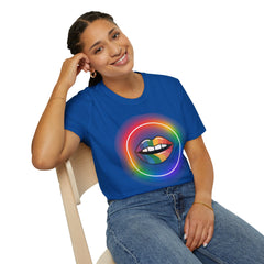 Rainbow Lips T-Shirt — Pride LGBT Neon Circle Graphic Tee