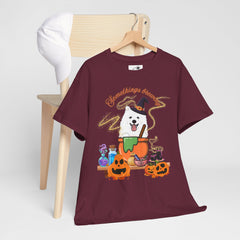 Halloween Witchy Samoyed — Cute Spooky Pumpkin Cauldron Tee