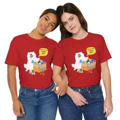 "Ohwoooo happy day!"  Happy Dog with treat delivery T‑Shirt — Pet Gift