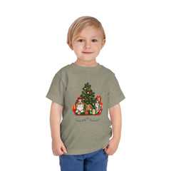 Toddler Tee — Cute Christmas Family Pets Under Festive Tree Holiday Shirt