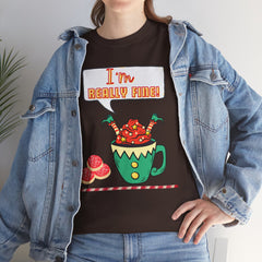 I'm Really Fine Tee — Cute Elf in a coffee cup Graphic T-Shirt