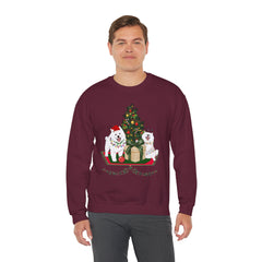 Christmas Samoyed Dogs Sweatshirt - Festive Tree & Gifts Holiday Crewneck