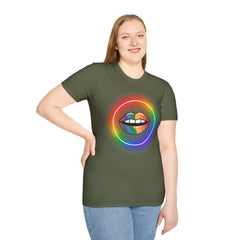 Rainbow Lips T-Shirt — Pride LGBT Neon Circle Graphic Tee