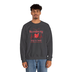 "You Make My Heart Skip a Beat" Crewneck Valentine Sweatshirt