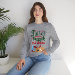 Holiday Spirit Crewneck Sweatshirt — "Full of Holiday Spirit AKA Vodka" Reindeer Design