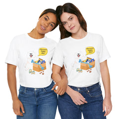 "Ohwoooo happy day!"  Happy Dog with treat delivery T‑Shirt — Pet Gift