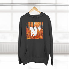 Autumn Samoyed Hoodie – Cute White Dog in Fall Leaves Fleece Pullover