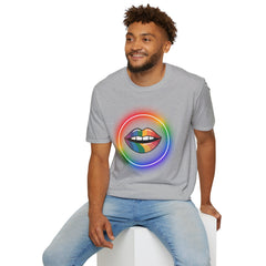 Rainbow Lips T-Shirt — Pride LGBT Neon Circle Graphic Tee