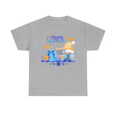 "Happy Hanukkah" Knome with Menorah & Dreidel Holiday Tee