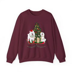 Christmas Samoyed Dogs Sweatshirt - Festive Tree & Gifts Holiday Crewneck