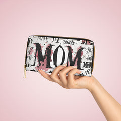 Mom Script Zip Wallet — Floral Typography Chic Wallet
