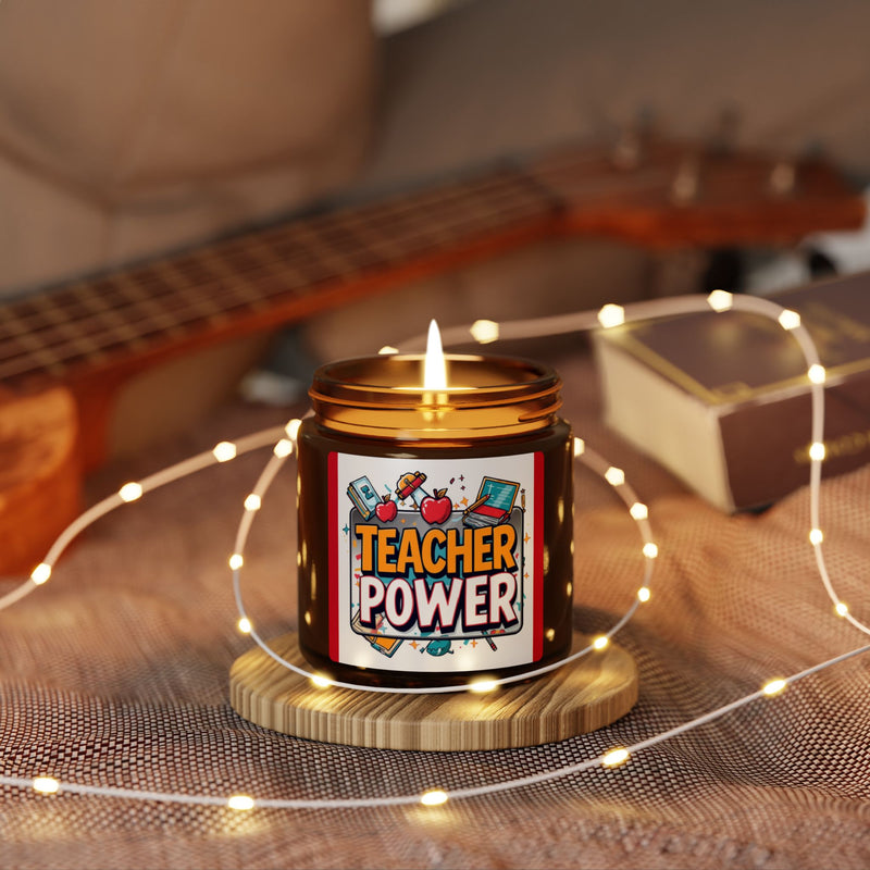 Teacher Power Scented Soy Candle — Amber Jar Gift for Educators