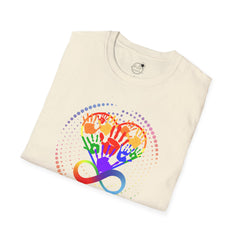Autism Awareness, Pride Infinity Hands T-Shirt — Rainbow Neurodiversity Support Tee