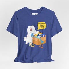 "Ohwoooo happy day!"  Happy Dog with treat delivery T‑Shirt — Pet Gift