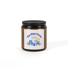 Personalized Hanukkah Scented Soy Candle — Amber Jar Optional Scents
