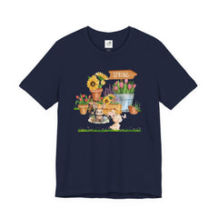 Spring Garden Tee — Cute Bunny & Flower Pots Graphic T-Shirt