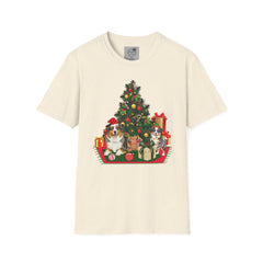 Christmas Australian Shepherd Dogs T-Shirt — Festive Tree & Presents Holiday Tee