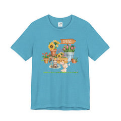 Spring Garden Tee — Cute Bunny & Flower Pots Graphic T-Shirt