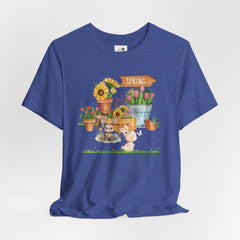 Spring Garden Tee — Cute Bunny & Flower Pots Graphic T-Shirt