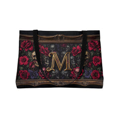 Monogram "M" Weekender Tote Bag — Gothic Skull & Rose Travel Bag