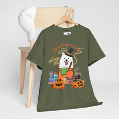 Halloween Witchy Samoyed — Cute Spooky Pumpkin Cauldron Tee