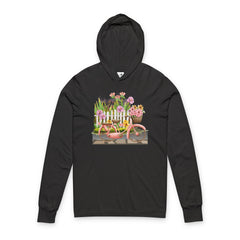 Floral Garden Cart Hooded Long Sleeve Tee