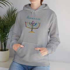 Hanukkah Menorah Hoodie — Festive Glitter Menorah Sweatshirt