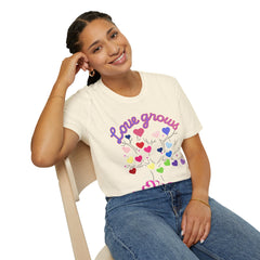 Love Grows Heart Tree T-Shirt — Colorful Heart Family Tee