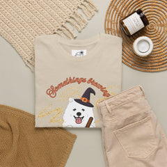 Halloween Witchy Samoyed — Cute Spooky Pumpkin Cauldron Tee