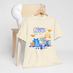 "Happy Hanukkah" Knome with Menorah & Dreidel Holiday Tee