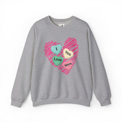 Heart Scribble with 'I Love You More' Candy HeartsCrewneck Sweatshirt