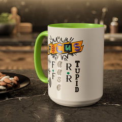 Focus Funny Wordplay Mug — Colorful 11oz/15oz Ceramic Coffee Cup