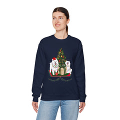 Christmas Samoyed Dogs Sweatshirt - Festive Tree & Gifts Holiday Crewneck
