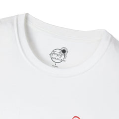 2 Sided Rainbow Pride Tee — Small Heart Chest Logo & Back Rainbow Ribbon T-Shirt