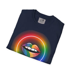 Rainbow Lips T-Shirt — Pride LGBT Neon Circle Graphic Tee