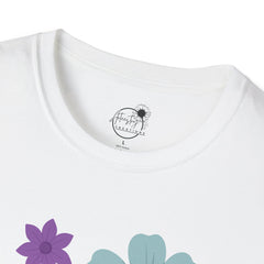 Floral Line Art Tee — Colorful Blossoms Graphic T-Shirt