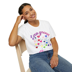Love Grows Heart Tree T-Shirt — Colorful Heart Family Tee