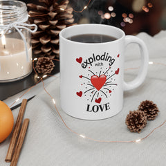 Exploding with Love Mug — 11oz Valentine’s Day Heart Coffee Cup