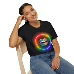 Rainbow Lips T-Shirt — Pride LGBT Neon Circle Graphic Tee