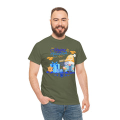"Happy Hanukkah" Knome with Menorah & Dreidel Holiday Tee