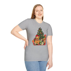 Christmas Golden Retriever Dog T-Shirt — Festive Tree & Presents Holiday Tee