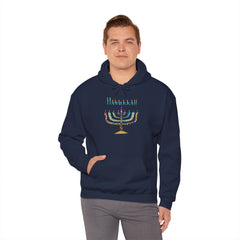 Hanukkah Menorah Hoodie — Festive Glitter Menorah Sweatshirt