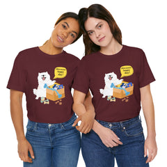 "Ohwoooo happy day!"  Happy Dog with treat delivery T‑Shirt — Pet Gift
