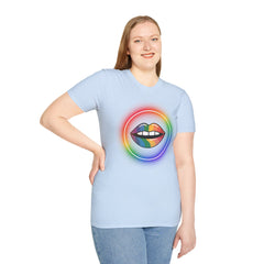 Rainbow Lips T-Shirt — Pride LGBT Neon Circle Graphic Tee