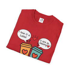 "I love U a Latte" Cute Coffee Pun Tee Couple T-Shirt