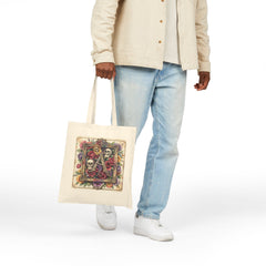 Tote — Gothic Skull & Rose Monogram "A" Canvas Tote Bag