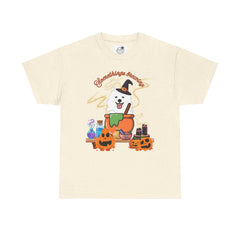 Halloween Witchy Samoyed — Cute Spooky Pumpkin Cauldron Tee