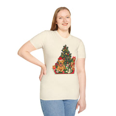 Christmas Golden Retriever Dog T-Shirt — Festive Tree & Presents Holiday Tee