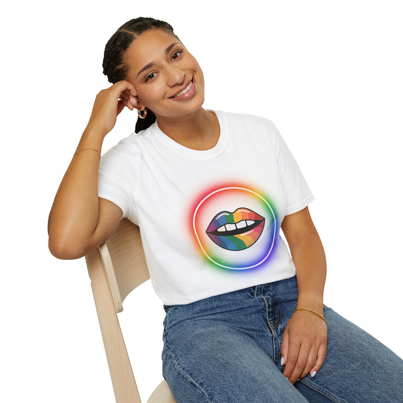 Rainbow Lips T-Shirt — Pride LGBT Neon Circle Graphic Tee