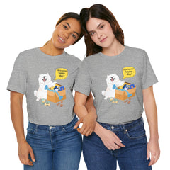 "Ohwoooo happy day!"  Happy Dog with treat delivery T‑Shirt — Pet Gift